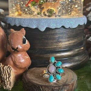 925 Sterling Pink Opal Turquoise ring